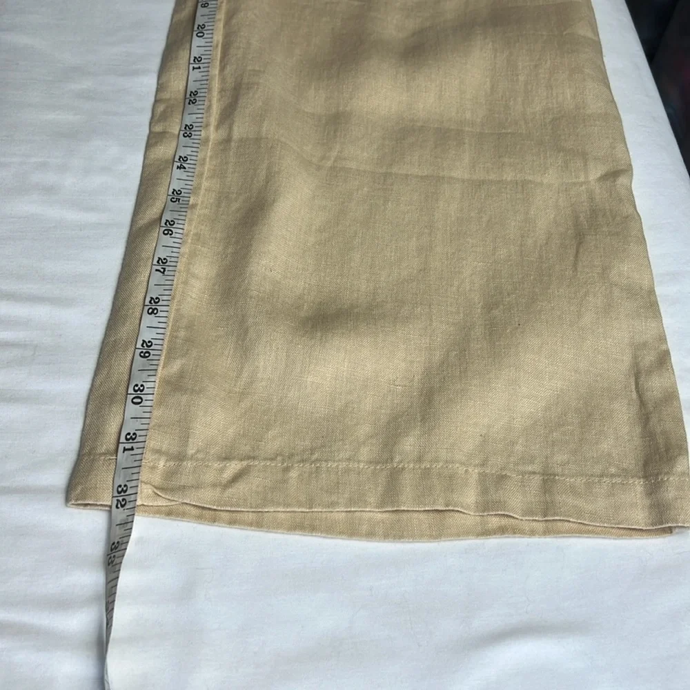 Lauren Ralph Lauren Linen Wide-Leg Drawstring Waist Tan Pants SZ 6